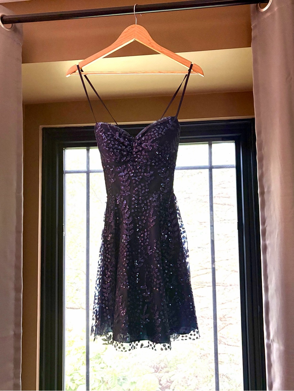 Blondie Nites Navy Sequin Spaghetti Strap Mini Dress
